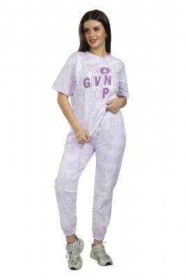 Purpel Short Sleeves & Long Tracksuit Co-Ord Set For Women