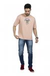 Peach Half Sleeves Back Printed Oversized T-Shirt For Men 