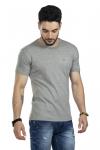 Grey V Neck Half Sleeves T-Shirt For Men 