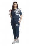 Blue Short Sleeves & Long Tracksuit Co-Ord Set For Women 